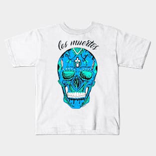 Blue Los Muertos Skull Kids T-Shirt